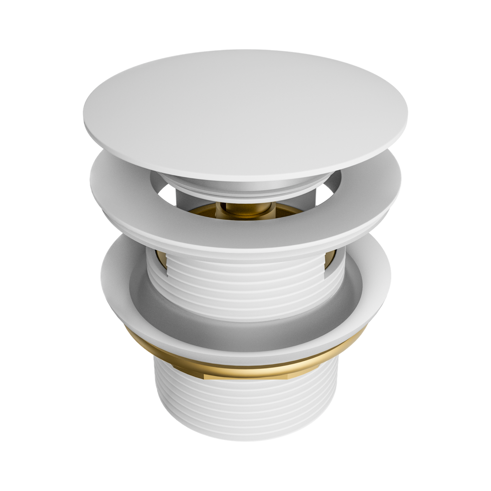 NERO POP UP BATH WASTE WITH OVERFLOW 40MM MATTE WHITE