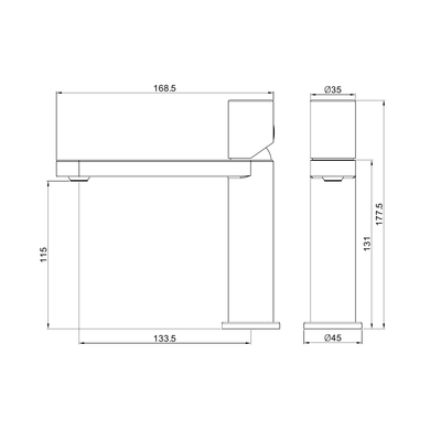NERO PURE BASIN MIXER 178MM GRAPHITE