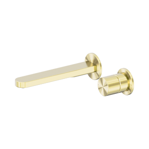 NERO PURE PROGRESSIVE WALL BASIN / BATH MIXER SEPARATE BACK PLATE 203MM BRUSHED GOLD