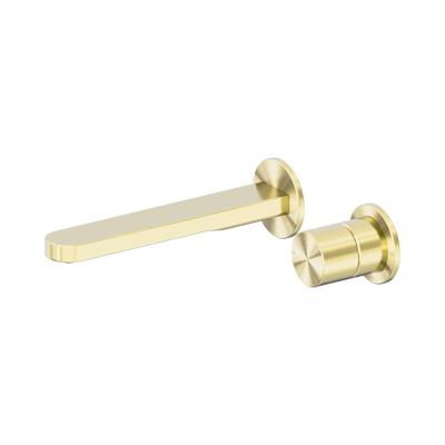 NERO PURE LEAD FREE PROGRESSIVE WALL BASIN / BATH MIXER SEPARATE BACK PLATE 203MM BRUSHED GOLD