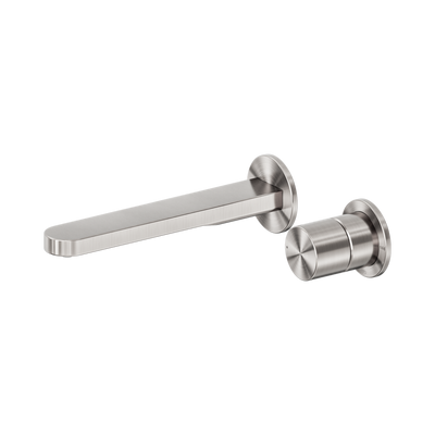 NERO PURE LEAD FREE PROGRESSIVE WALL BASIN / BATH MIXER SEPARATE BACK PLATE 203MM BRUSHED NICKEL