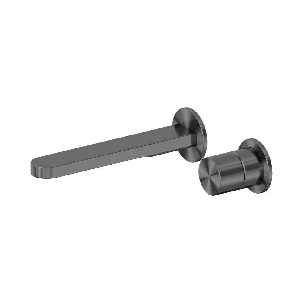 NERO PURE PROGRESSIVE WALL BASIN / BATH MIXER SEPARATE BACK PLATE 203MM GRAPHITE