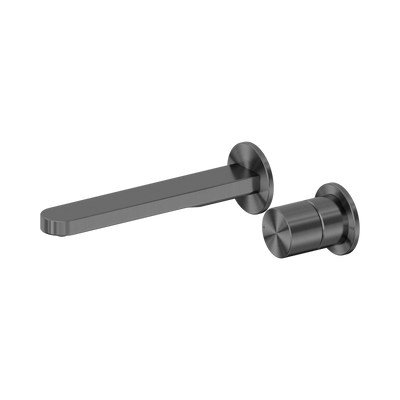 NERO PURE LEAD FREE PROGRESSIVE WALL BASIN / BATH MIXER SEPARATE BACK PLATE 203MM GRAPHITE