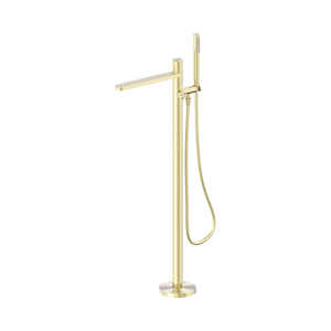 NERO PURE PROGRESSIVE FREESTANDING BATH MIXER WITH HAND SHOWER 1156MM BRUSHED GOLD