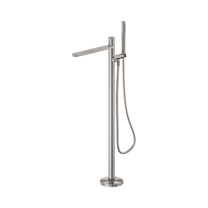 NERO PURE PROGRESSIVE FREESTANDING BATH MIXER WITH HAND SHOWER 1156MM BRUSHED NICKEL