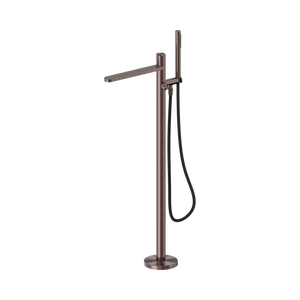 NERO PURE PROGRESSIVE FREESTANDING BATH MIXER WITH OUTDOOR SHOWER HOSE 1156MM BRUSHED BRONZE