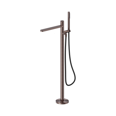 NERO PURE LEAD FREE PROGRESSIVE FREESTANDING BATH MIXER WITH OUTDOOR SHOWER HOSE 1156MM BRUSHED BRONZE