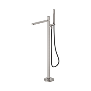 NERO PURE PROGRESSIVE FREESTANDING BATH MIXER WITH OUTDOOR SHOWER HOSE 1156MM BRUSHED NICKEL