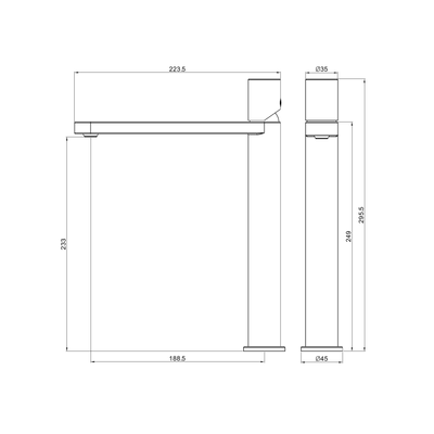 NERO PURE TALL BASIN MIXER 296MM GRAPHITE