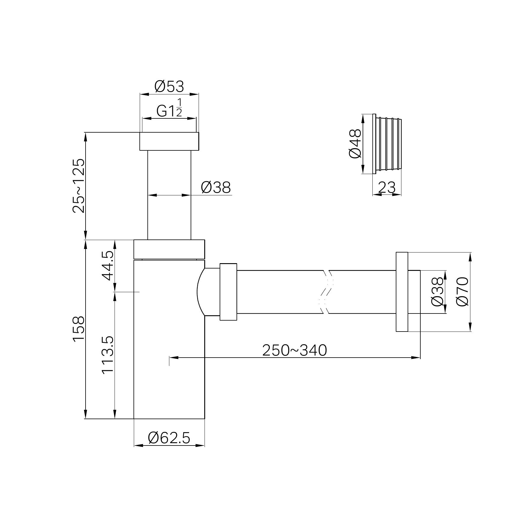 NERO ROUND BOTTLE TRAP 40MM MATTE WHITE