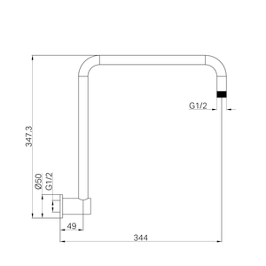 NERO ROUND SWIVEL SHOWER ARM 344MM CHROME