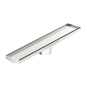 NERO V CHANNEL TILE INSERT FLOOR GRATE 600MM BRUSHED NICKEL (AVAILABLE IN 90MM AND 80MM OUTLET)