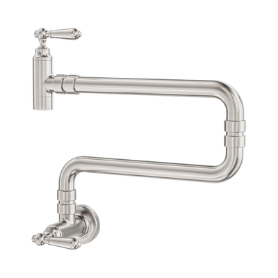 NERO YORK LEAD FREE WALL MOUNTED POT FILLER 300MM BRUSHED NICKEL