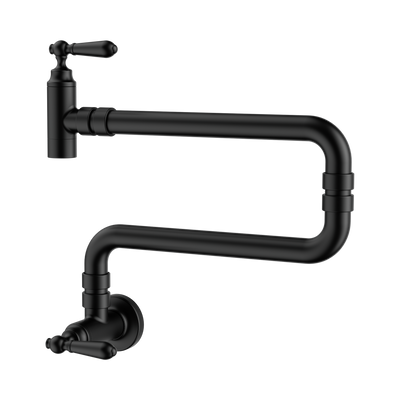 NERO YORK LEAD FREE WALL MOUNTED POT FILLER 300MM MATTE BLACK