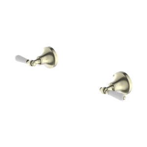 NERO YORK WALL TOP ASSEMBLIES WITH WHITE PORCELAIN LEVER AGED BRASS