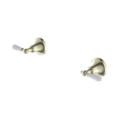 NERO YORK WALL TOP ASSEMBLIES WITH WHITE PORCELAIN LEVER AGED BRASS
