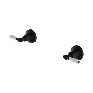 NERO YORK WALL TOP ASSEMBLIES WITH WHITE PORCELAIN LEVER MATTE BLACK