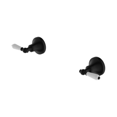 NERO YORK WALL TOP ASSEMBLIES WITH WHITE PORCELAIN LEVER MATTE BLACK