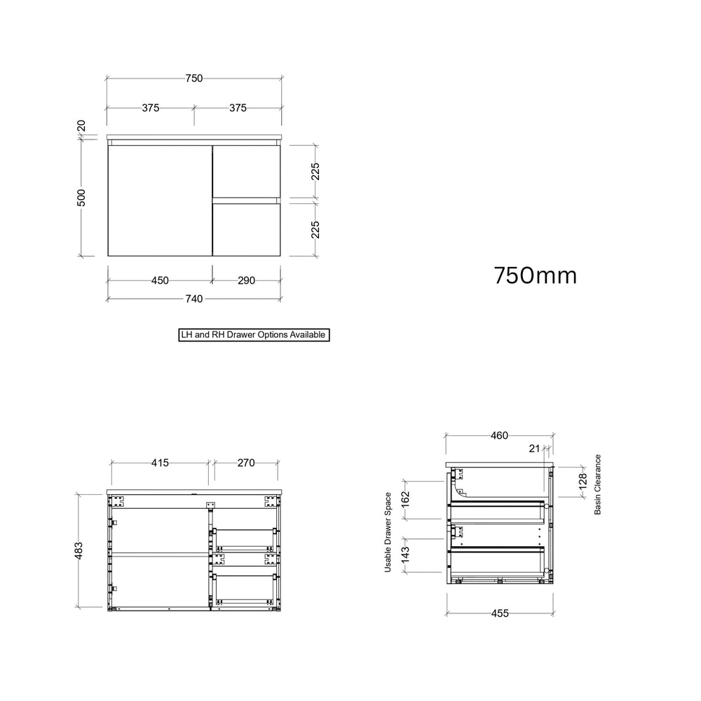 TIMBERLINE NEVADA CUSTOM WALL HUNG VANITY (ALL SIZING)