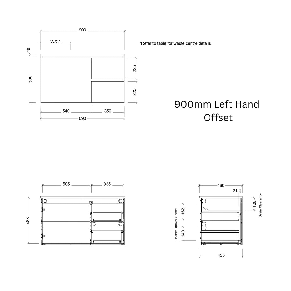 TIMBERLINE NEVADA CUSTOM WALL HUNG VANITY (ALL SIZING)