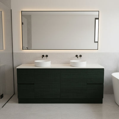 TIMBERLINE NEVADA LAMINEX BLACK ABSOLUTEGRAIN 1800MM DOUBLE BOWL FLOOR STANDING VANITY