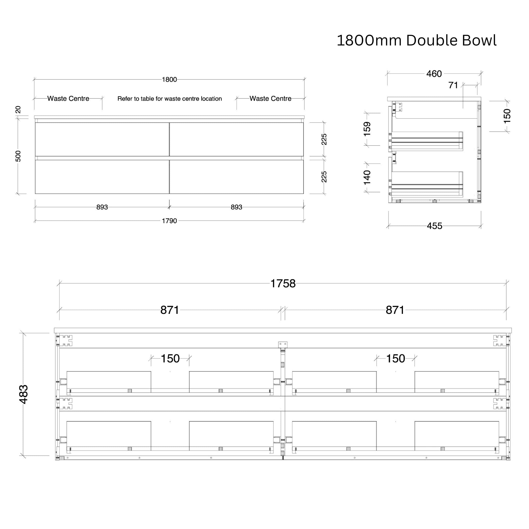TIMBERLINE NEVADA PLUS CUSTOM WALL HUNG VANITY (ALL SIZING)