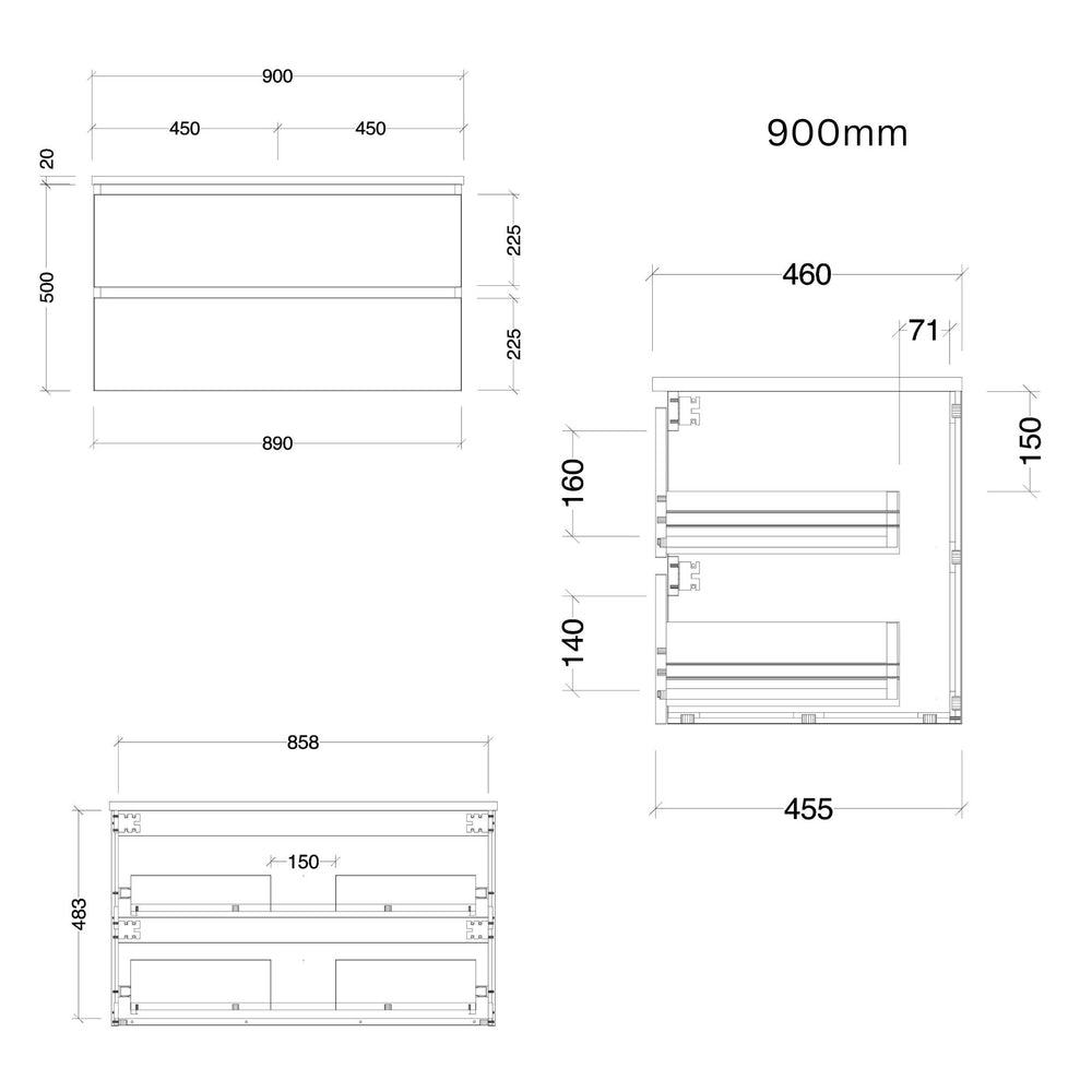 TIMBERLINE NEVADA PLUS CUSTOM WALL HUNG VANITY (ALL SIZING)