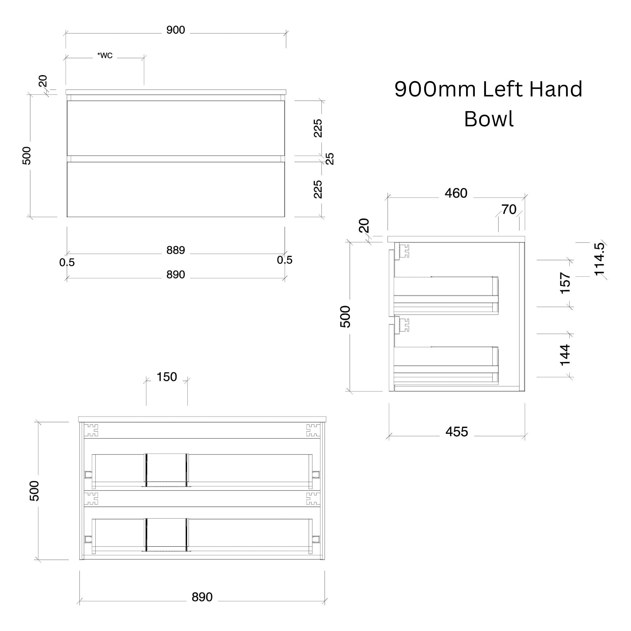 TIMBERLINE NEVADA PLUS CUSTOM WALL HUNG VANITY (ALL SIZING)