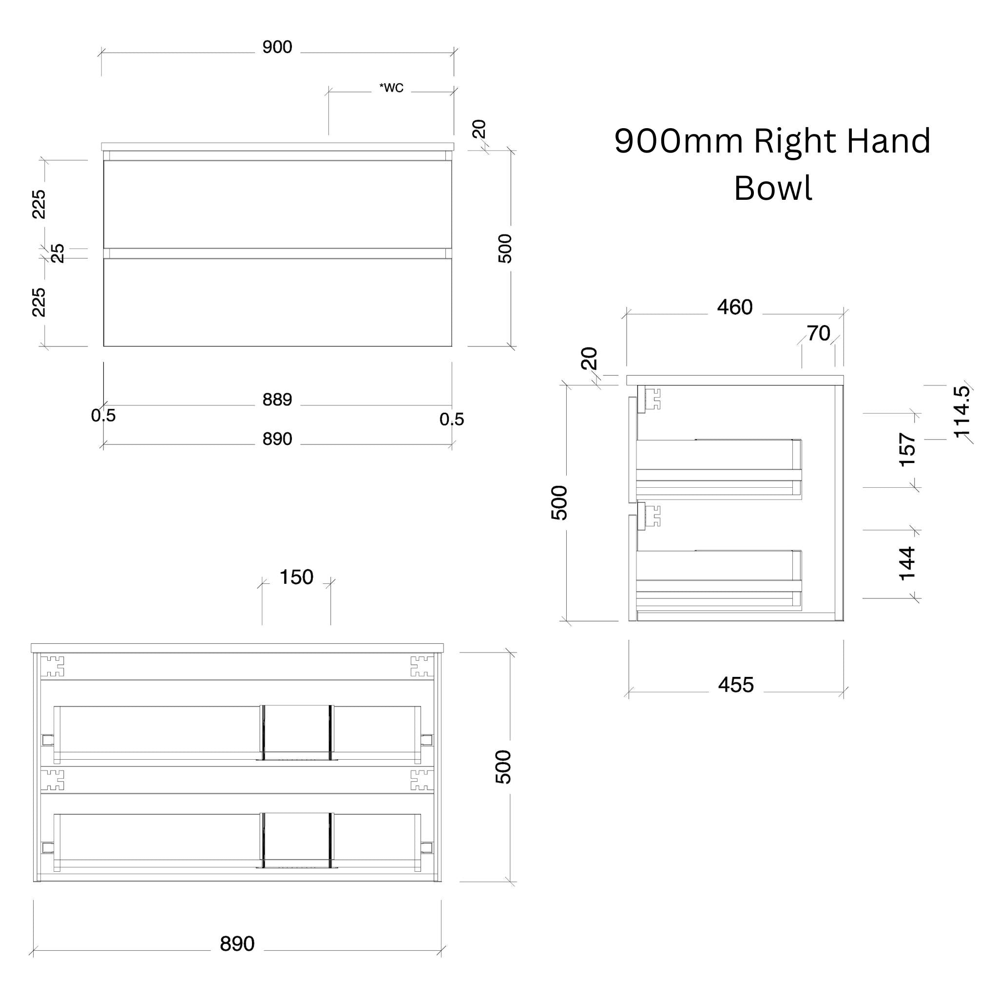 TIMBERLINE NEVADA PLUS CUSTOM WALL HUNG VANITY (ALL SIZING)