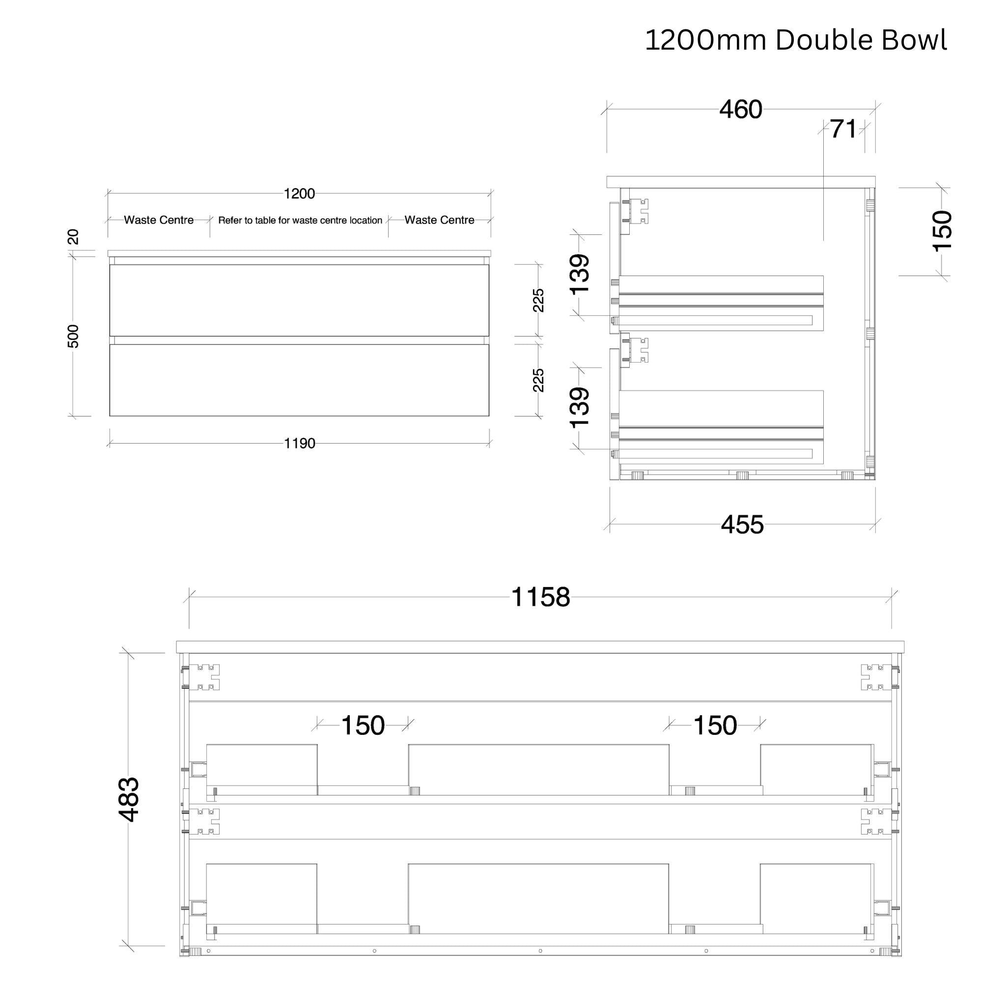 TIMBERLINE NEVADA PLUS CUSTOM WALL HUNG VANITY (ALL SIZING)