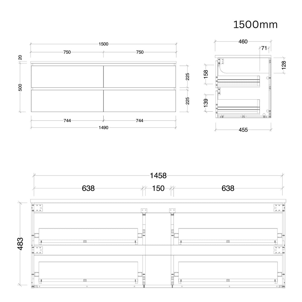 TIMBERLINE NEVADA PLUS CUSTOM WALL HUNG VANITY (ALL SIZING)