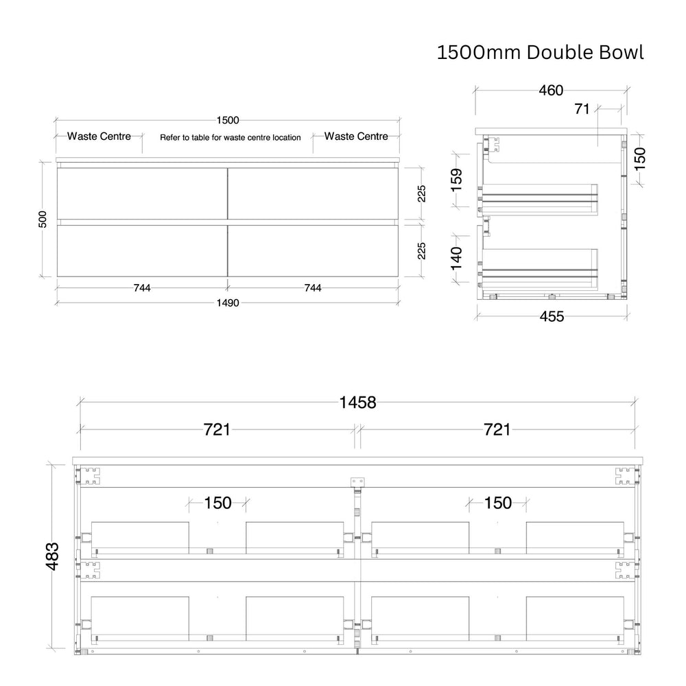 TIMBERLINE NEVADA PLUS CUSTOM WALL HUNG VANITY (ALL SIZING)