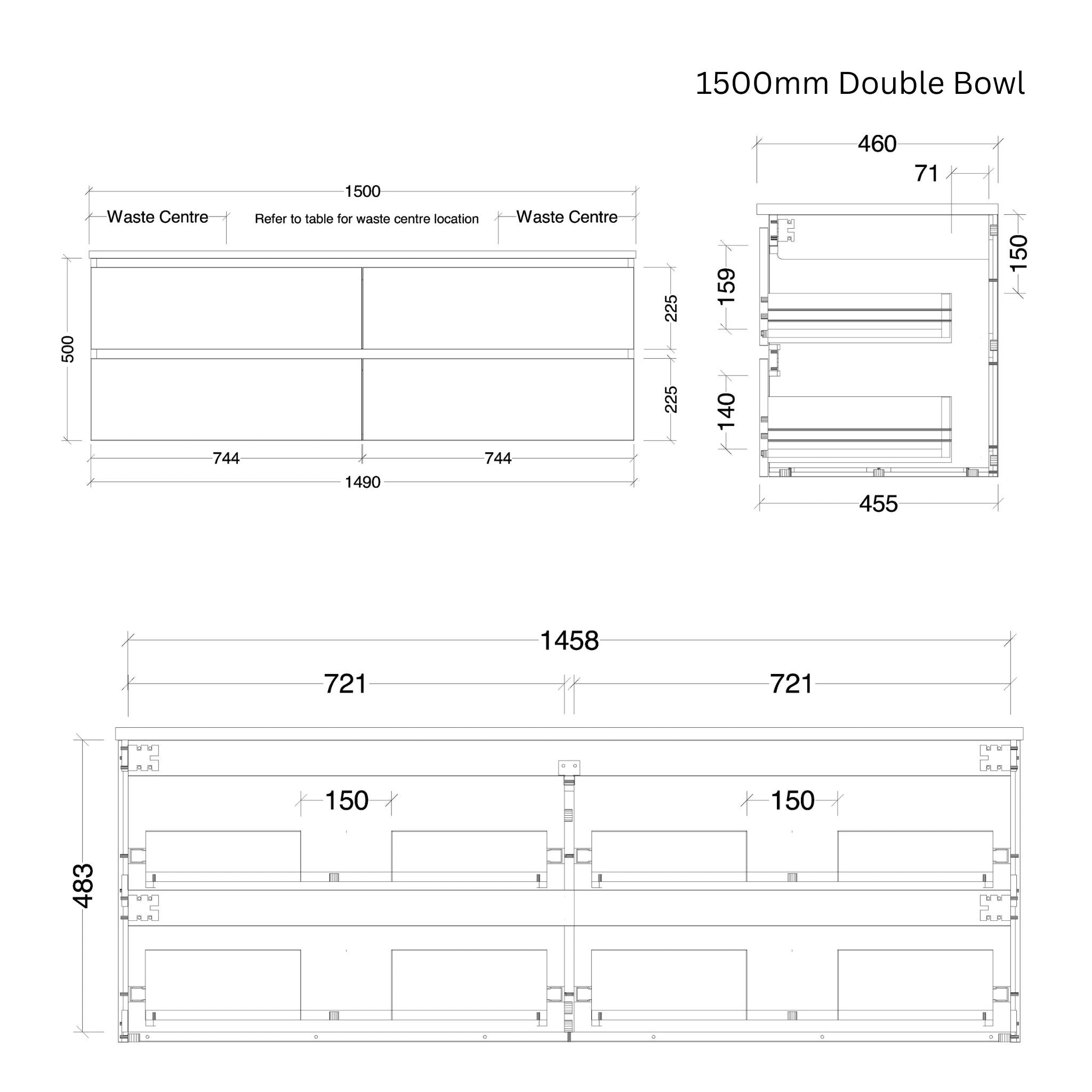 TIMBERLINE NEVADA PLUS CUSTOM WALL HUNG VANITY (ALL SIZING)