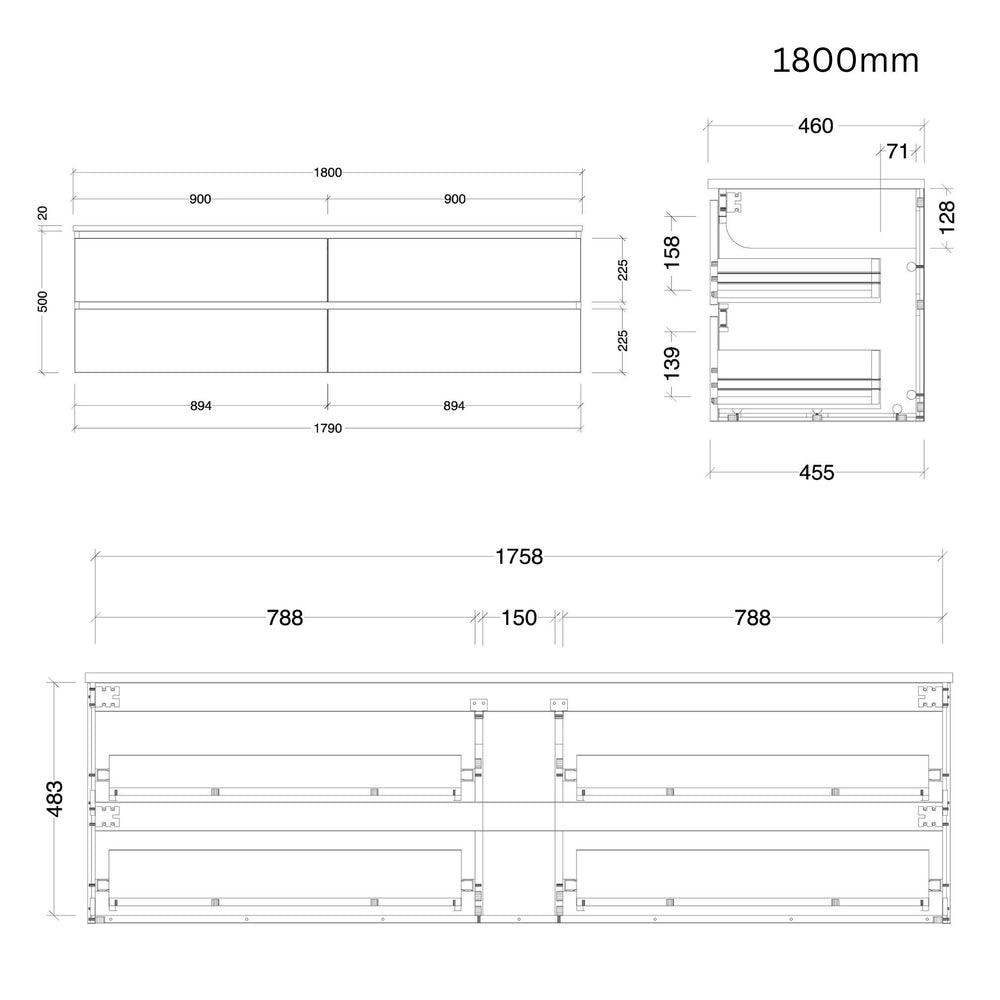 TIMBERLINE NEVADA PLUS CUSTOM WALL HUNG VANITY (ALL SIZING)