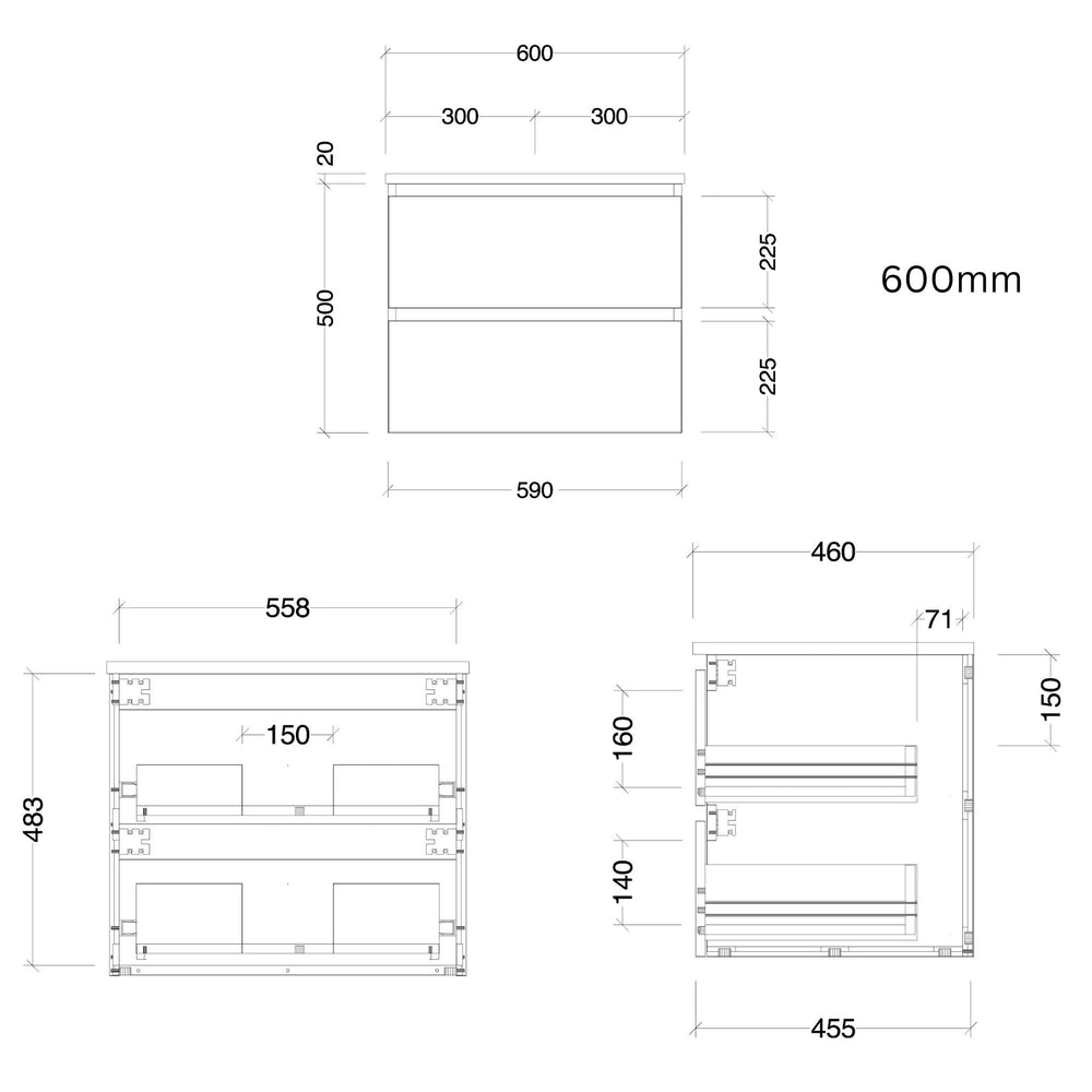 TIMBERLINE NEVADA PLUS CUSTOM WALL HUNG VANITY (ALL SIZING)