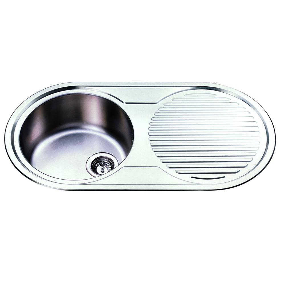 IKON CORA SINGLE BOWL SINGLE DRAINER LHB SINK STAINLESS STEEL 915MM