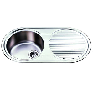 IKON CORA SINGLE BOWL SINGLE DRAINER LHB SINK STAINLESS STEEL 915MM