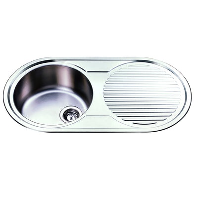 IKON CORA SINGLE BOWL SINGLE DRAINER LHB SINK STAINLESS STEEL 915MM