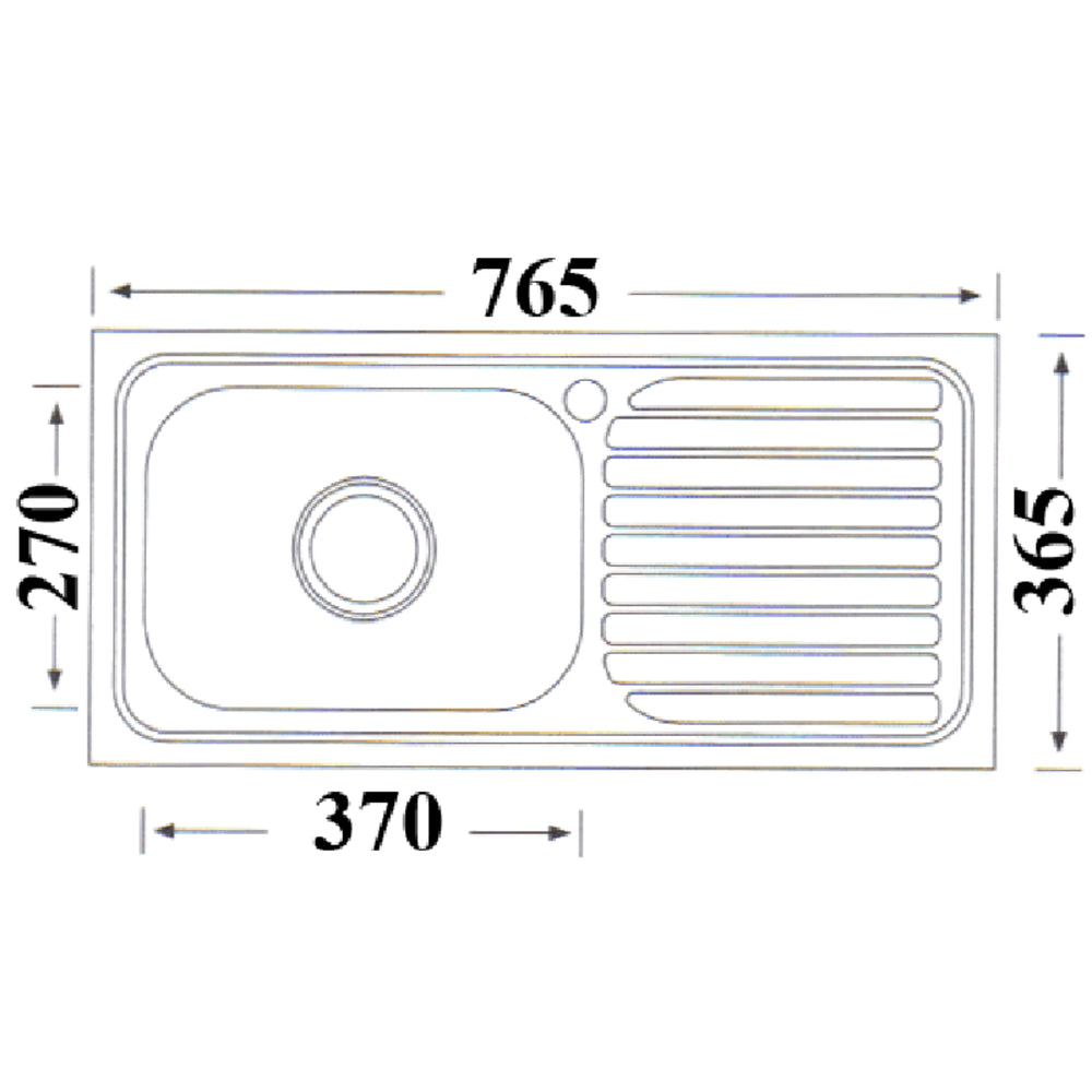 IKON EDEN SINGLE BOWL SINGLE DRAINER LHB SINK STAINLESS STEEL 765MM