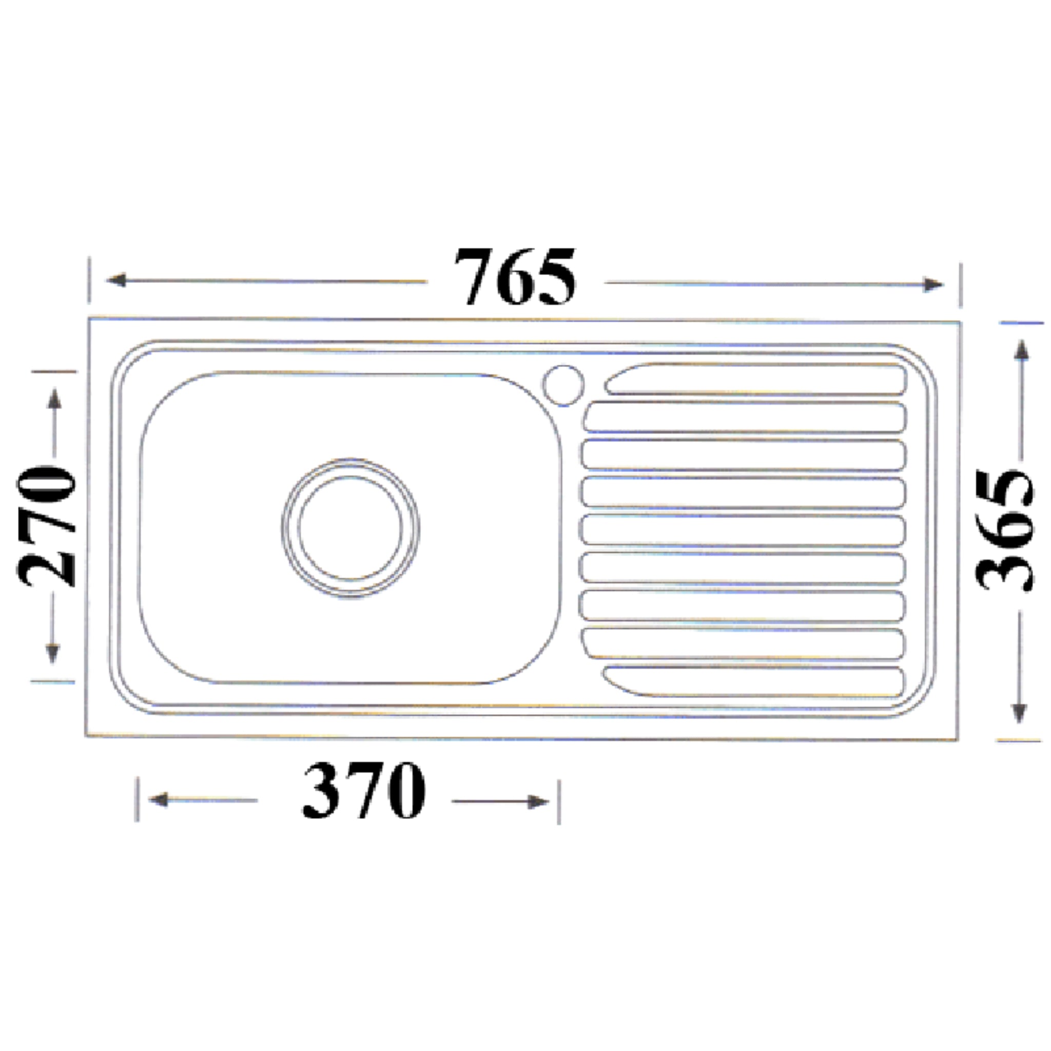 IKON EDEN SINGLE BOWL SINGLE DRAINER LHB SINK STAINLESS STEEL 765MM