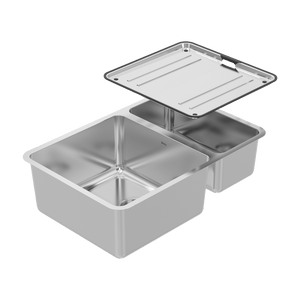 SCHOCK LAGO 1 & 1/3 DOUBLE BOWL KITCHEN SINK STAINLESS STEEL 650MM