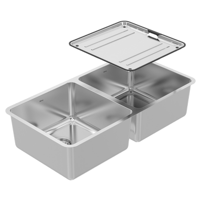 SCHOCK LAGO DOUBLE BOWL KITCHEN SINK STAINLESS STEEL 830MM