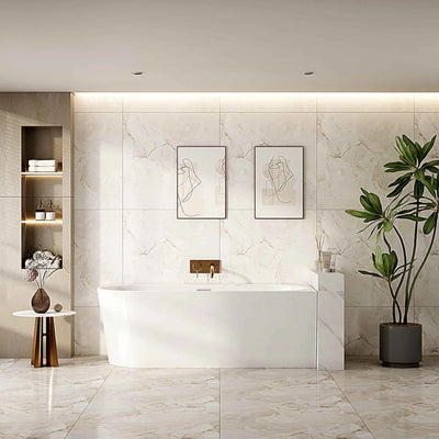 MERCIO NOVA ULTRA THIN RIGHT CORNER BATHTUB GLOSS WHITE (AVAILABLE IN 1400MM, 1500MM AND 1700MM)