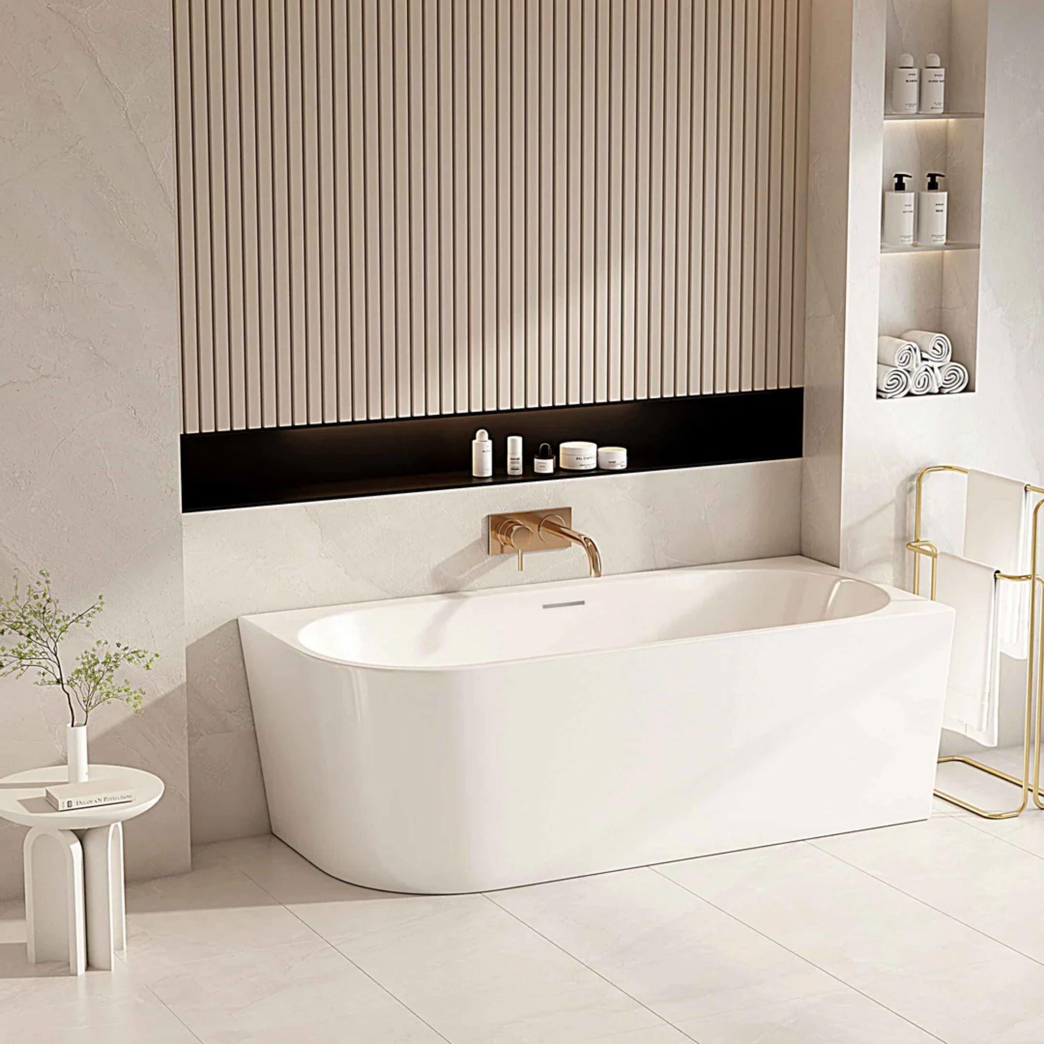 MERCIO NOVA ULTRA THIN RIGHT CORNER BATHTUB GLOSS WHITE (AVAILABLE IN 1400MM, 1500MM AND 1700MM)