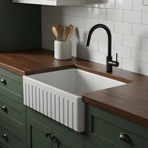 TURNER HASTINGS NOVI FIRECLAY FARMHOUSE BUTLER SINK WITH OVERFLOW MATTE WHITE 510MM