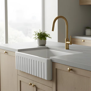TURNER HASTINGS NOVI FIRECLAY FARMHOUSE BUTLER SINK MATTE WHITE 510MM