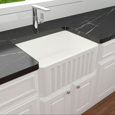 TURNER HASTINGS NOVI FARMHOUSE BUTLER SINK WITH OVERFLOW MATTE WHITE 600MM