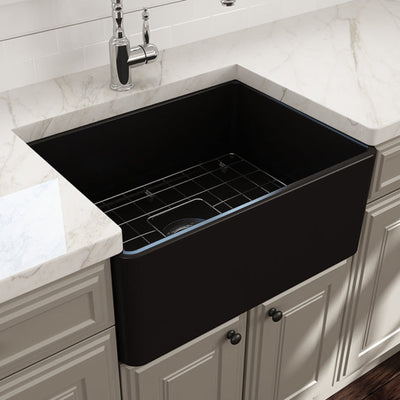 TURNER HASTINGS NOVI FARMHOUSE BUTLER SINK WITH OVERFLOW MATTE BLACK 600MM