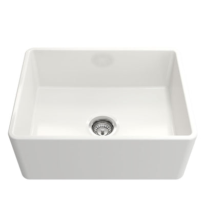 TURNER HASTINGS NOVI FARMHOUSE BUTLER SINK WITH OVERFLOW GLOSS WHITE 600MM