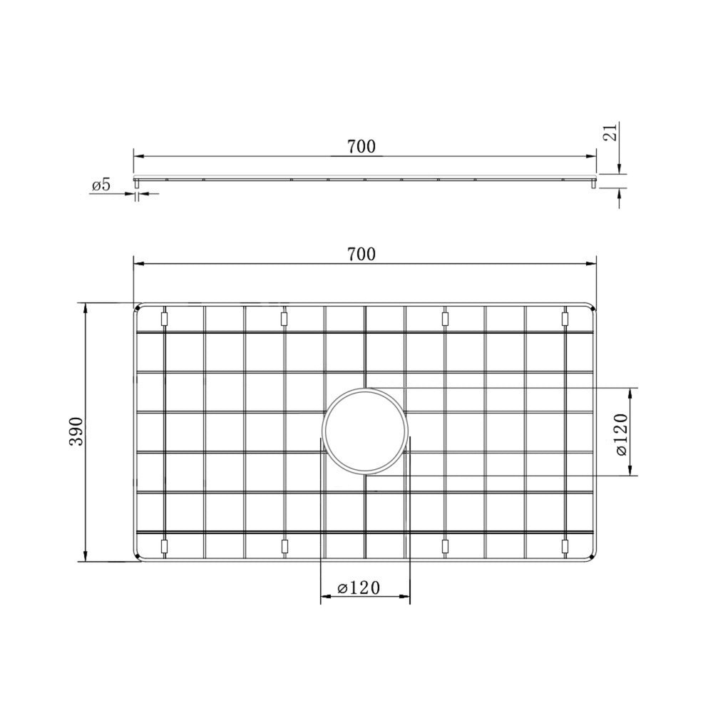 TURNER HASTINGS NOVI PROTECTIVE SINK GRID 700MM STAINLESS STEEL
